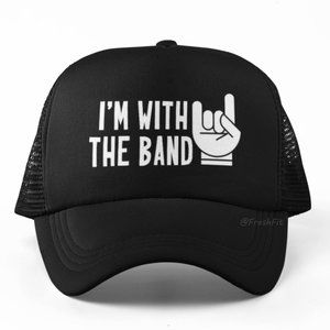 🆕I'm With The Band Black Foam Trucker Hat Mesh Snapback Cap